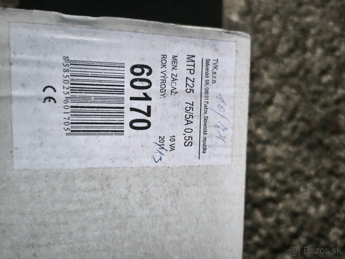 Predám meracie transformátory MTP Z25 75/5A 0,5S - 2