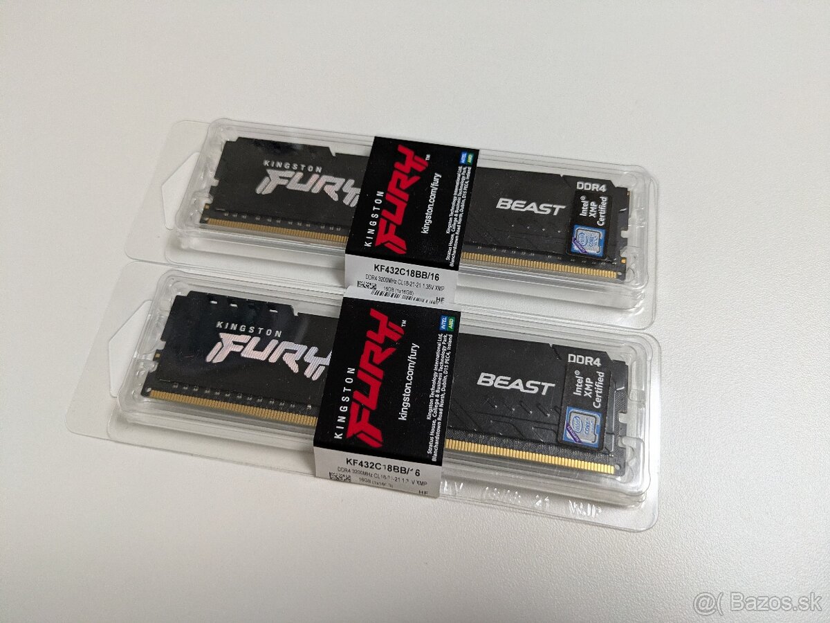 4x16GB DDR4 3200MHz RAM HyperX Fury Nerozbalené - 2