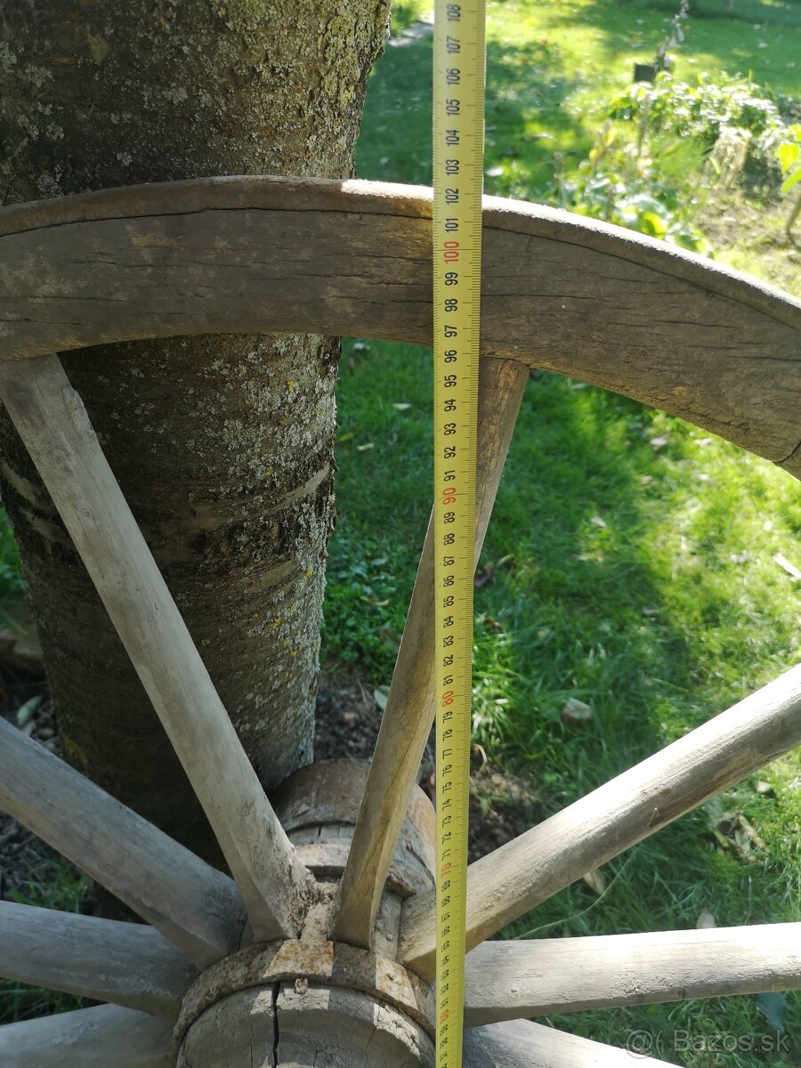 Veľké starožitné drevené koleso 102cm - 2