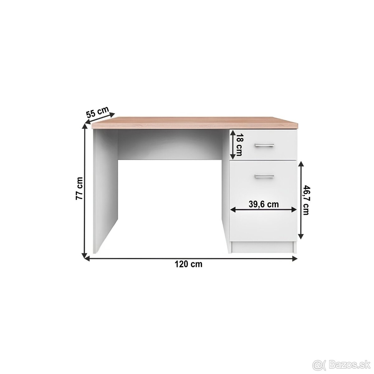 PC stôl 1D1S, biela/dub sonoma, TOPTY TYP 09 - 2