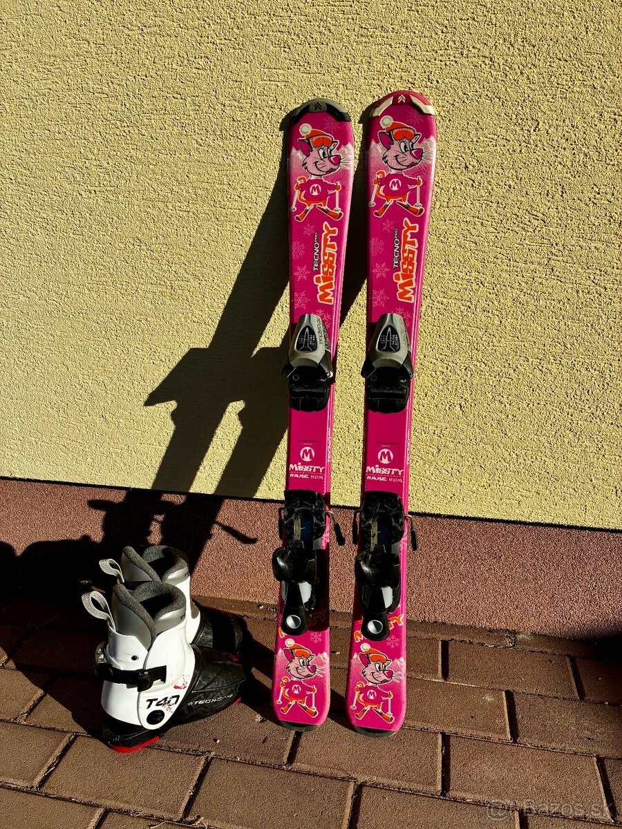 Detské lyže 90cm+lyžiarky - 2