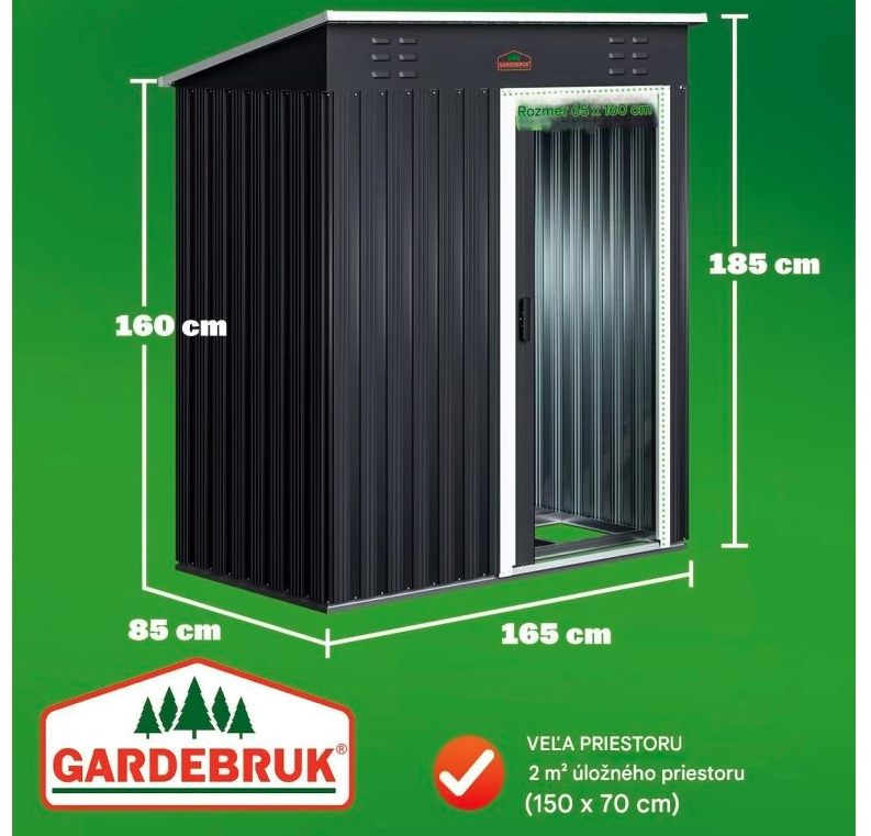 Záhradný domček A0 182 x 165 x 85 cm antracit - 2