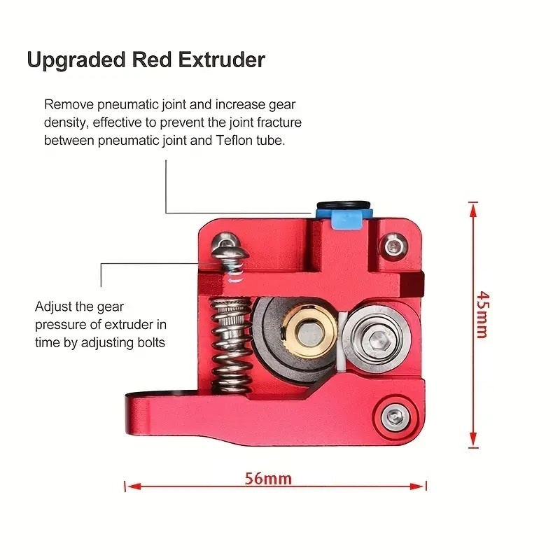MK8 Extruder kovový pravý červený pre Ender - 2