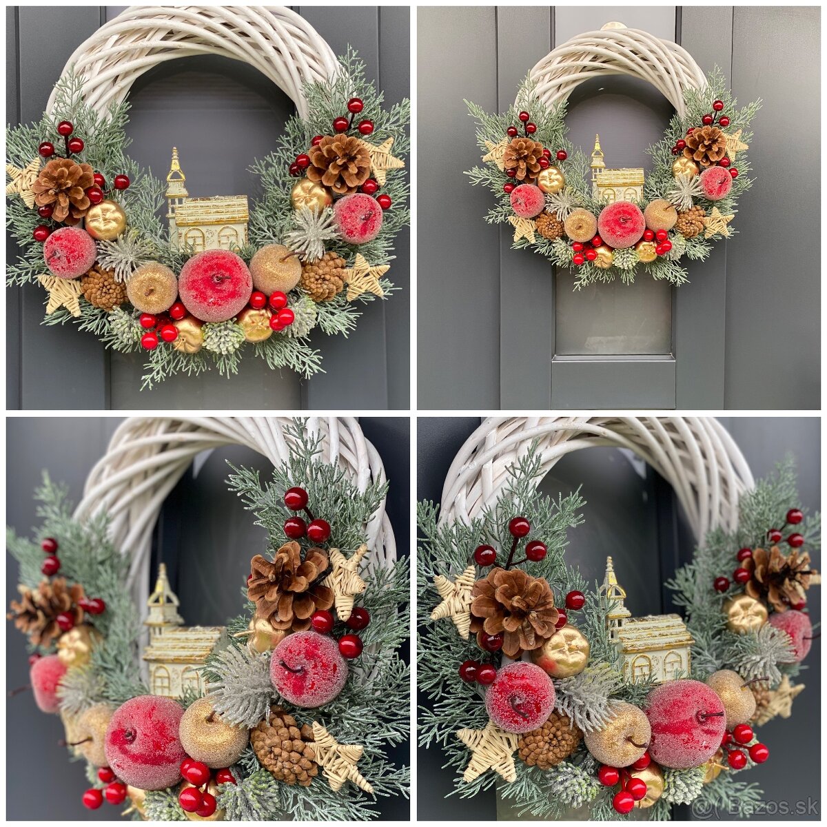 Vianočný veniec 35cm na dvere , Vianoce dekoracia - 2