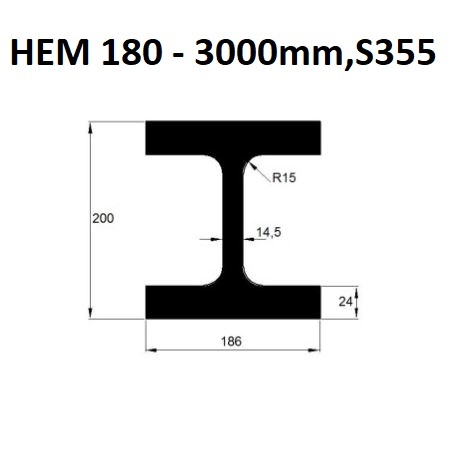 Predám hutný materiál nosník HEM 180 - 3000mm, S355 - 8ks - 2