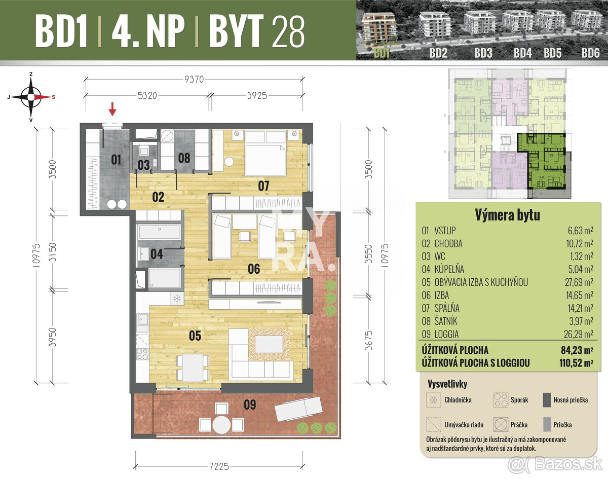 Priestranný 3-izbový byt v novostavbe, 2 x parking, komora a - 2