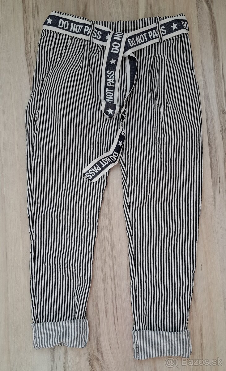 čierno biele pásikavé nohavice, uni - 2