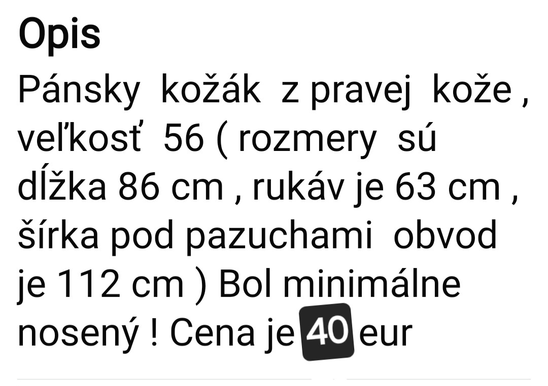 PÁNSKY KOŽÁK Z PRAVEJ KOŽE VEĽKOSŤ 56 - 2