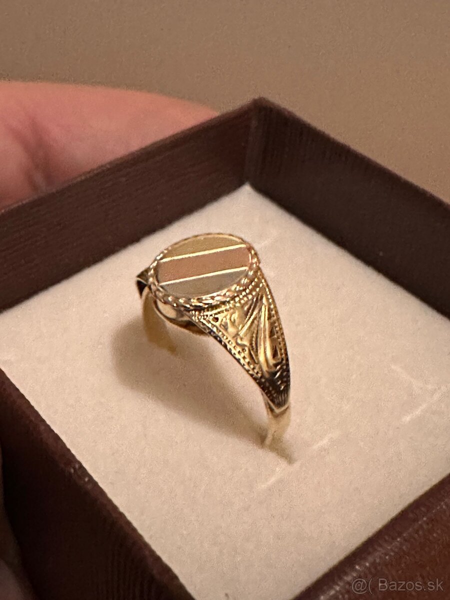 pánsky zlatý prsten 14 kt zlato - 2