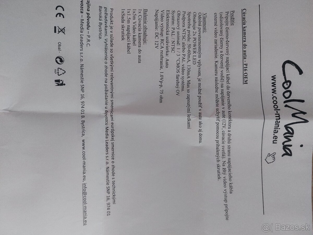 Mini cúvacia kamera P16 OEM - 2