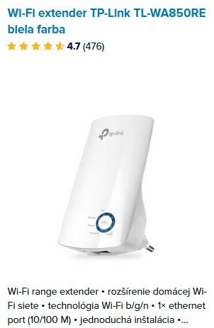 Predám Wi-Fi extender Tp-link N300 - 2