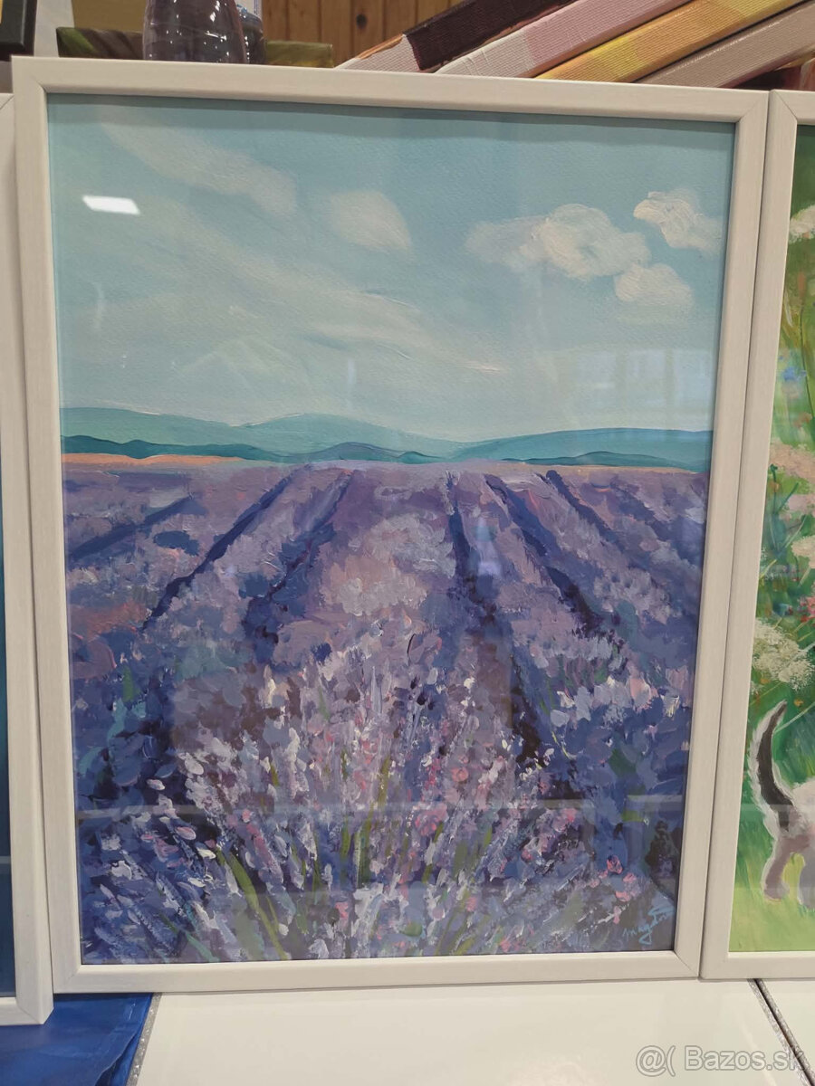 Akryl na akvarelovom papieri,ramik 30x40cm,motív : Levandule - 2