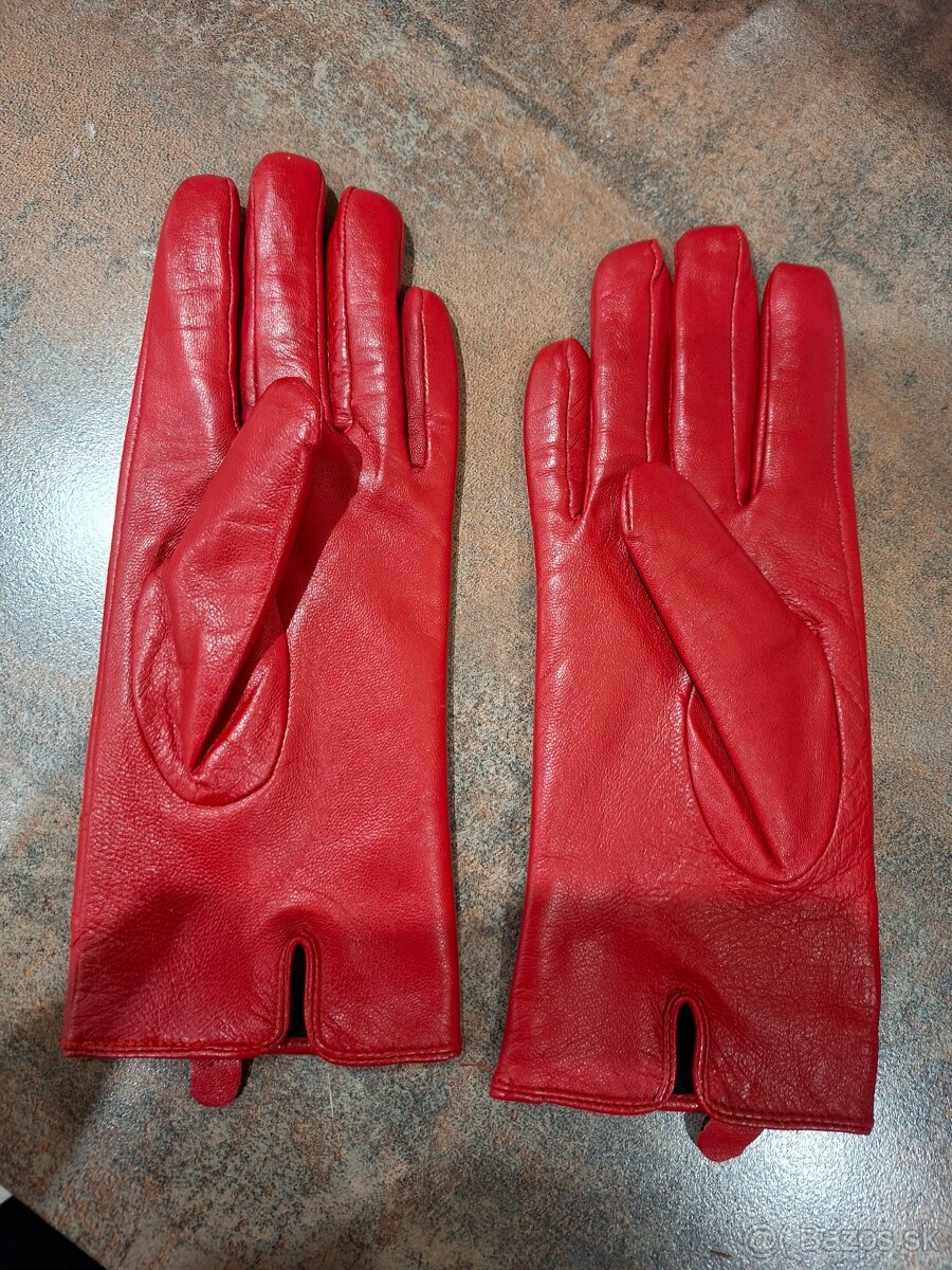Cervene kozene rukavice - 2