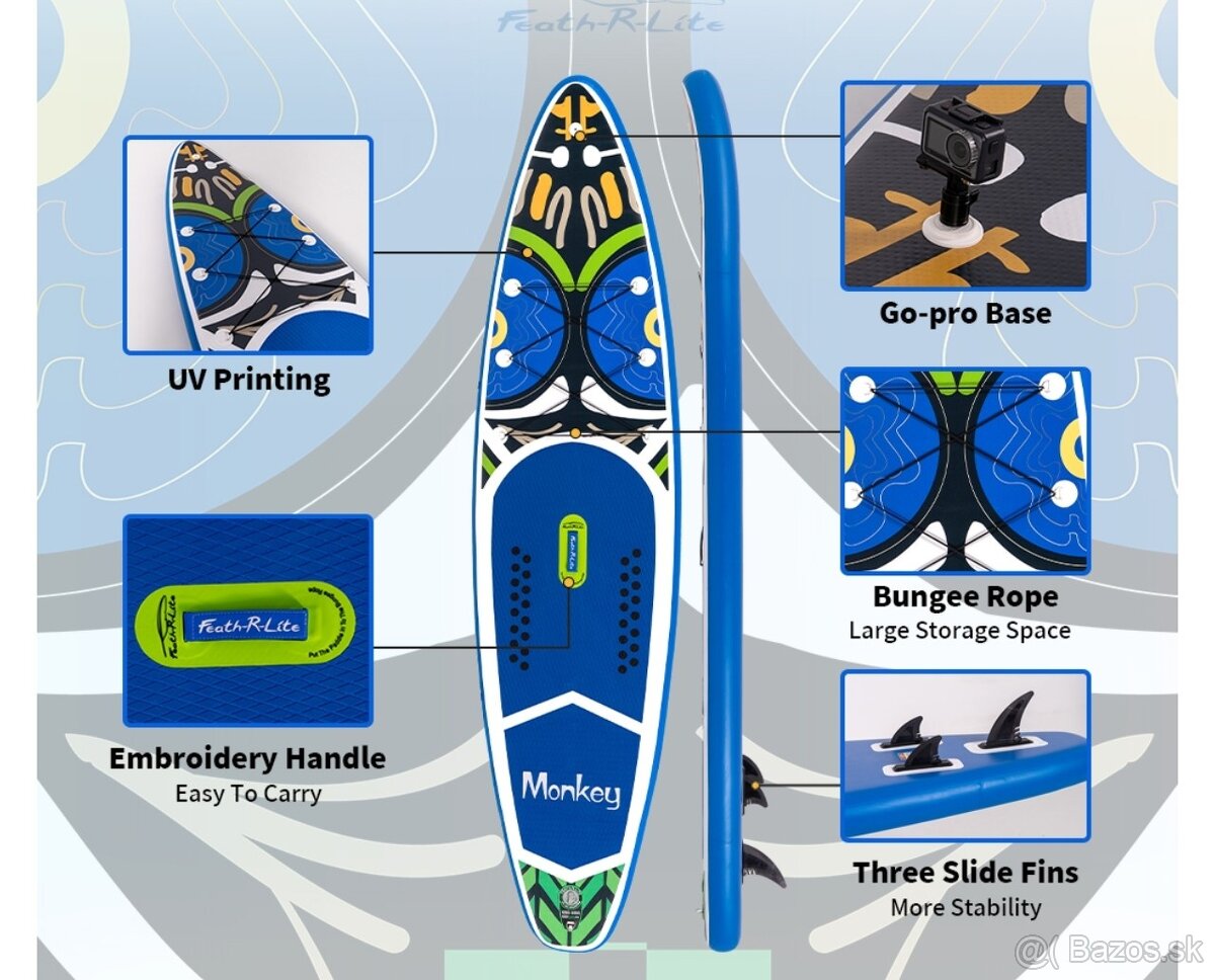 Paddleboard 3 plutvy, komplet príslušenstvo - 2
