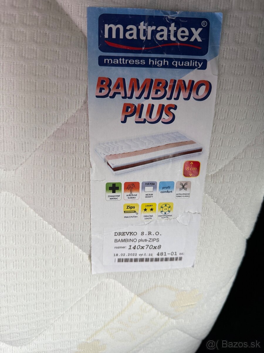 Predám matrac do postieľky 140x70 Bambino plus - 2
