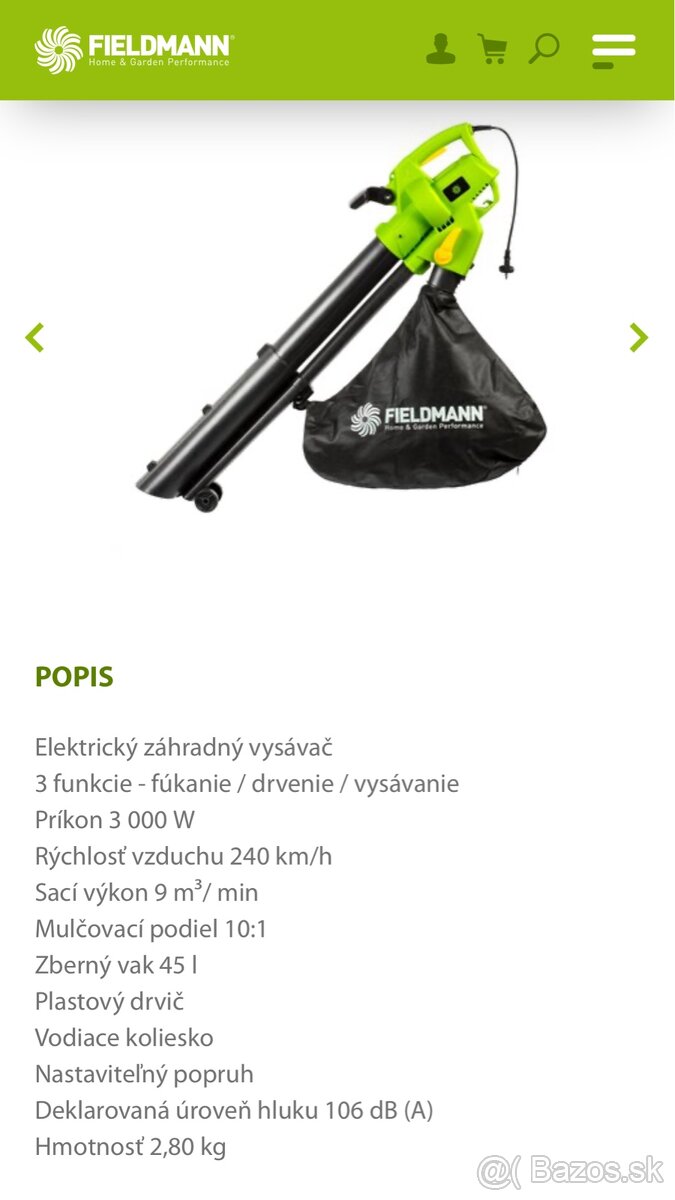 ELEKTRICKÝ ZÁHRADNÝ VYSÁVAČ FZF 4008-E - 2