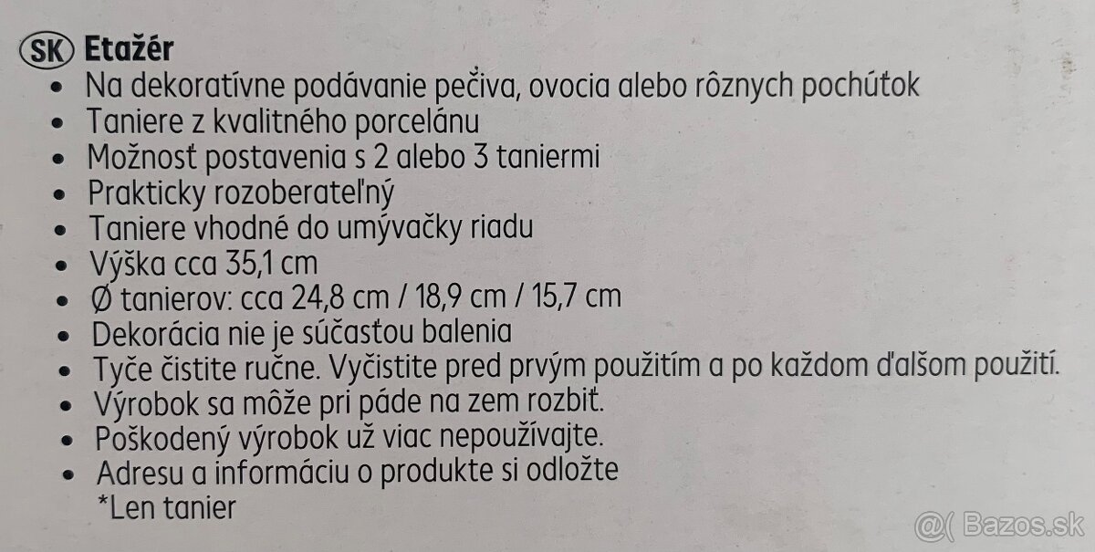 Etažér 3-poschodový porcelánový - 2