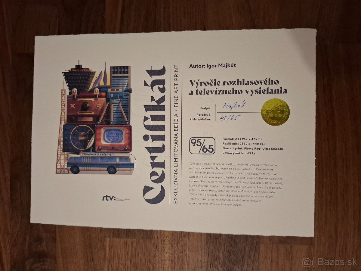 Grafika RTVS 95/65 výročie RTVS - Igor Majkút - 2