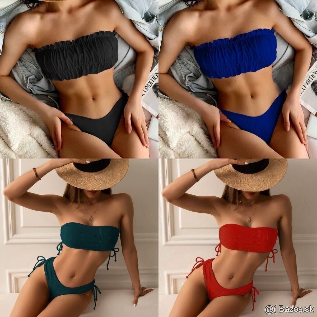 Dámske plavky s vysokým pasom, tankini, prehozy nové - 2