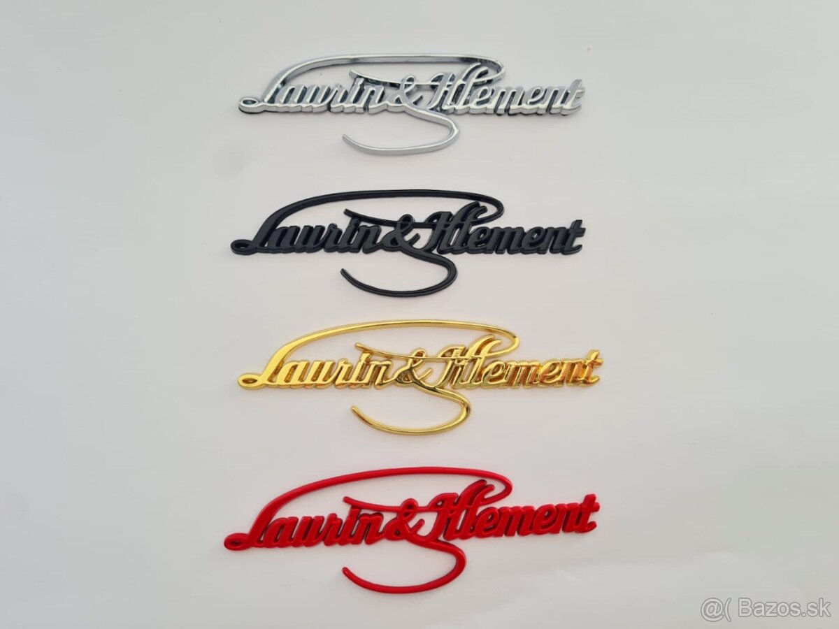 Nápis Laurin Klement , chrom, zlatý, červený, čierny - 2