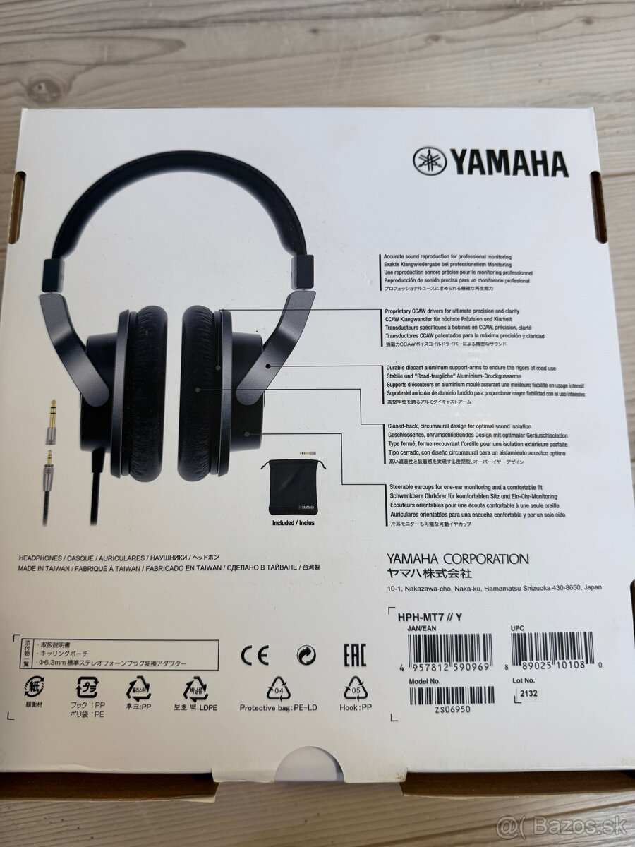 Slúchadla Yamaha HPH-MT7 nové - 2