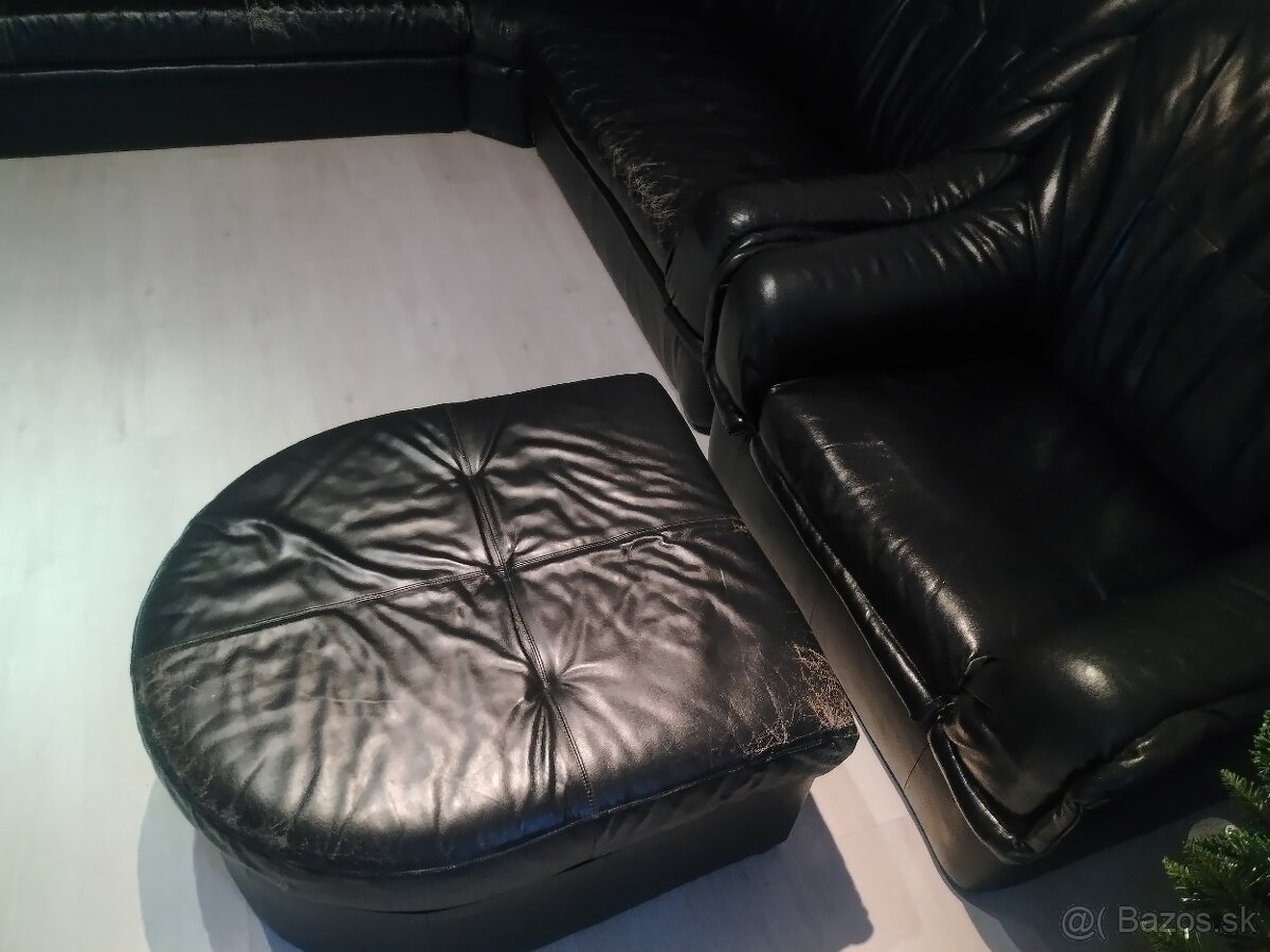 Kožená Sedačka Kreslo Taburet - 2