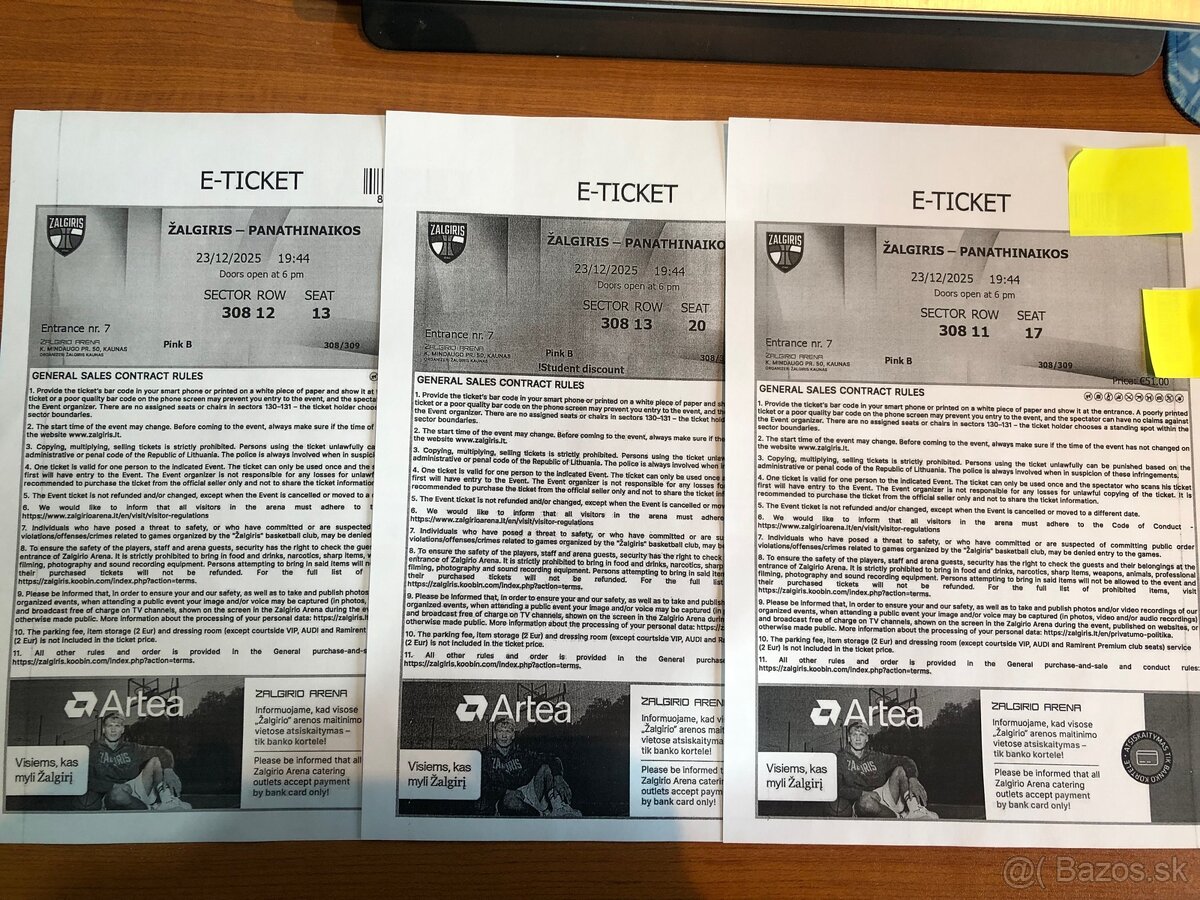 Lístky na basketbalový Zápas Žalgiris-Panathinaikos - 2
