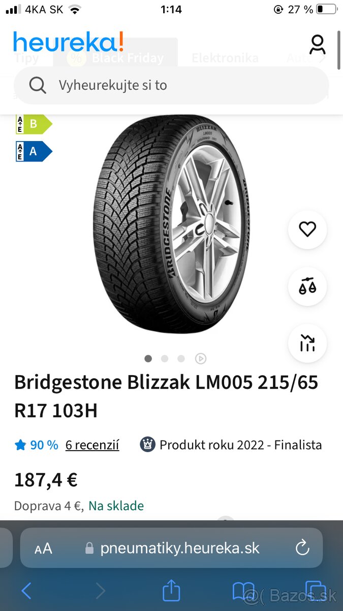 2023 Bridgestone 215/65 R17 zimné - 2