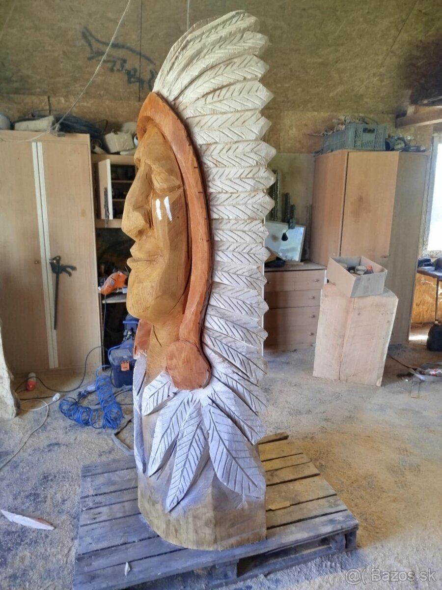 Indián - drevená socha - 2