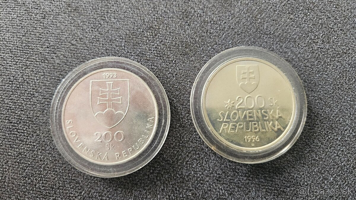 2 kusy pamätné 200 Sk strieborné mince - 2