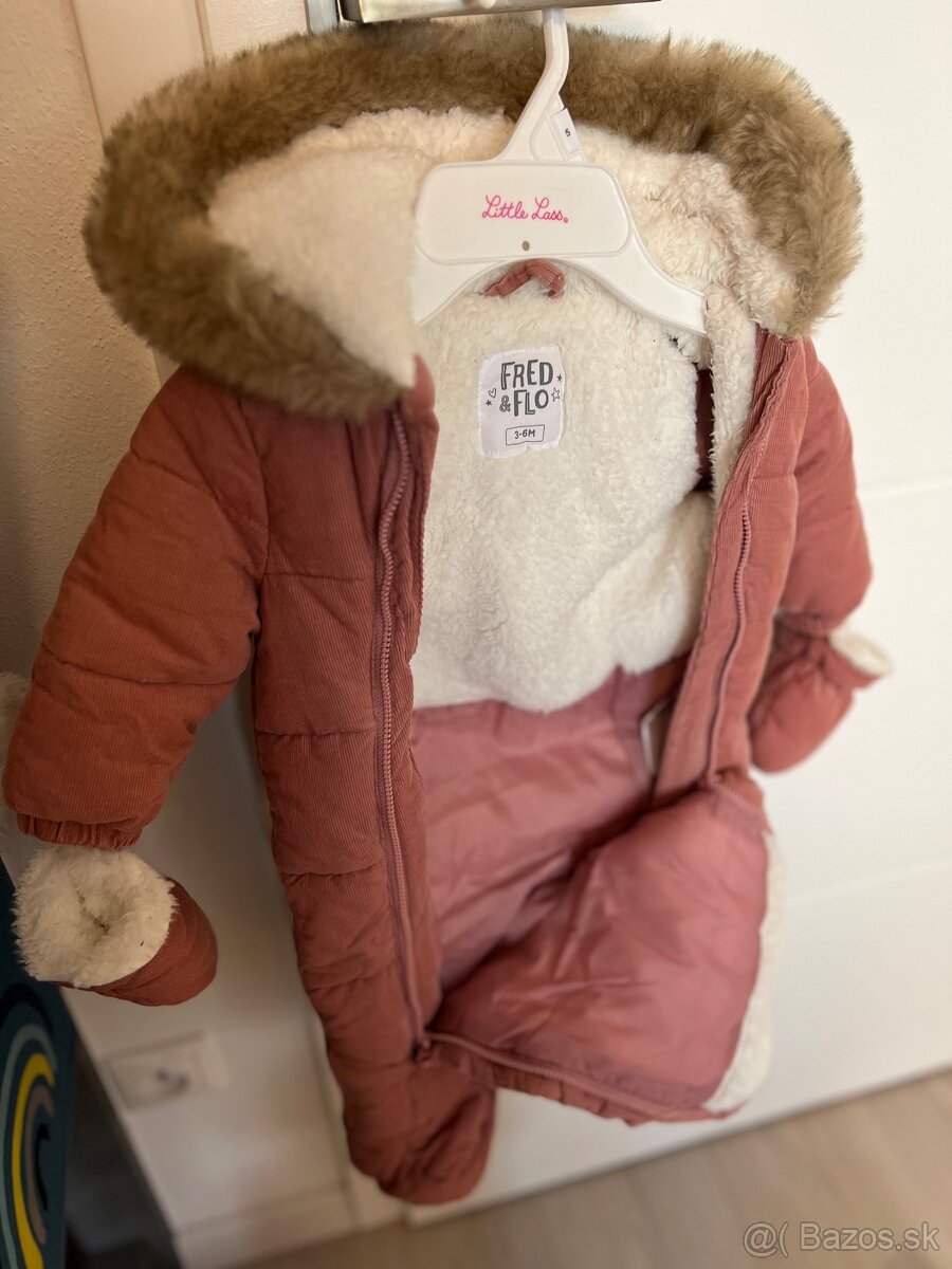 Zimný zateplený overál 3-6 mesiacov - ako nový - 2