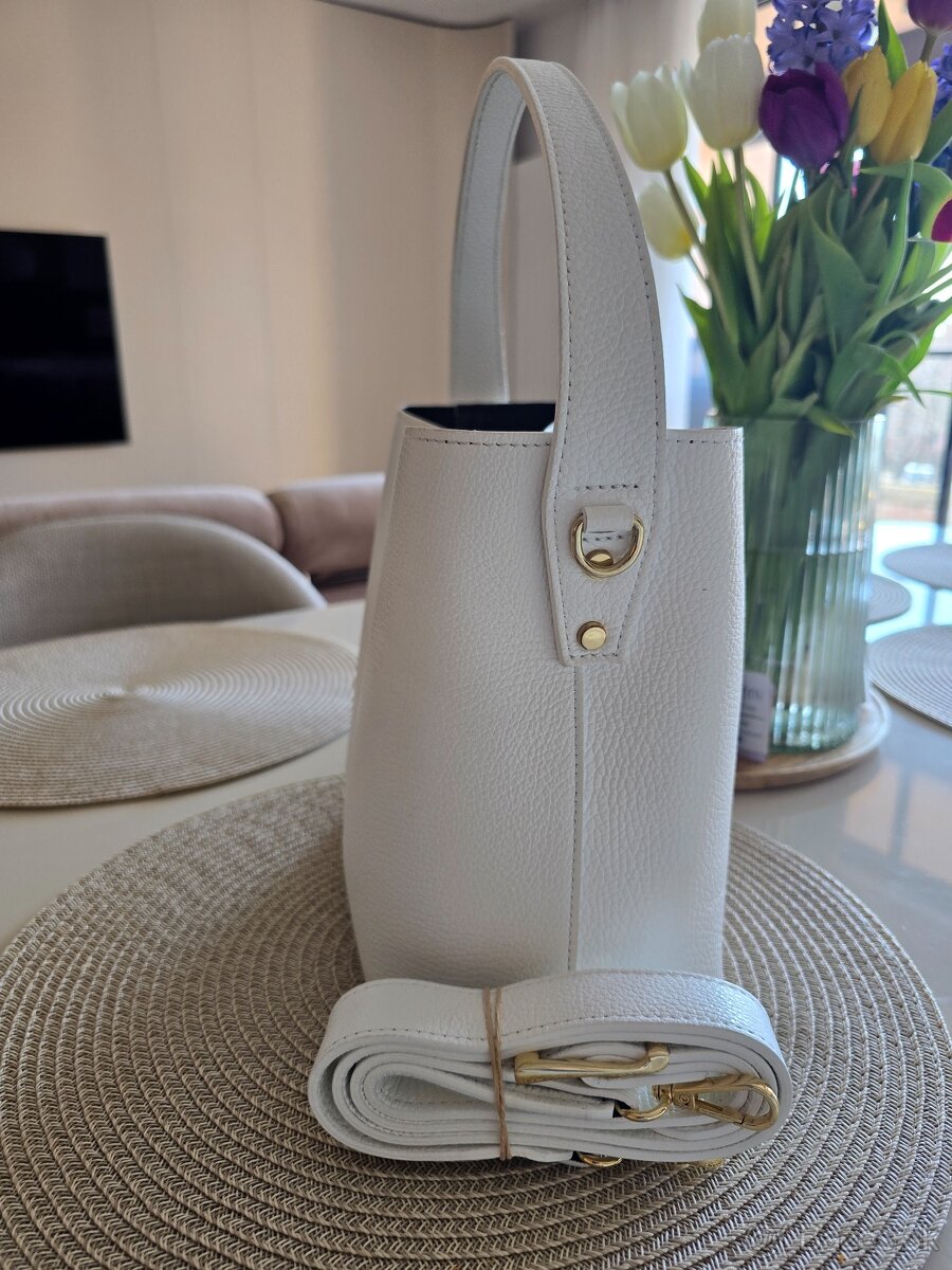 Biela kožená kabelka - 2