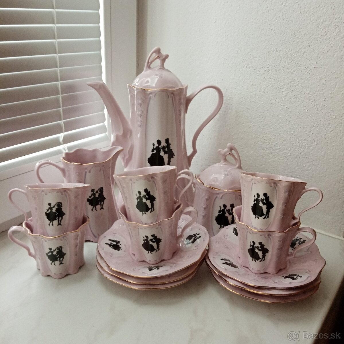 Kávová súprava ružový porcelán Oľga - 2