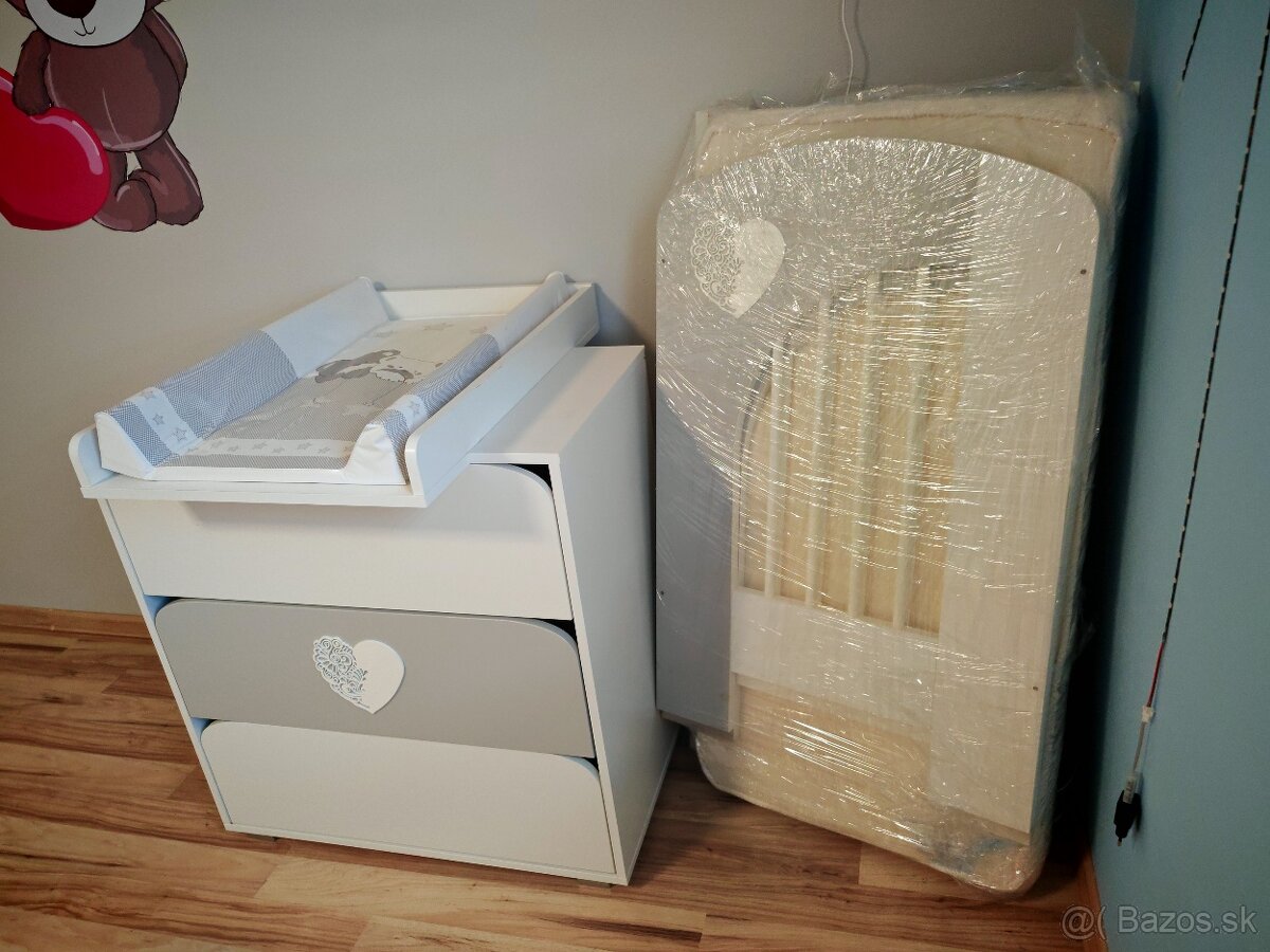 Postieľka a komoda KLUPS NEL srdce - 2