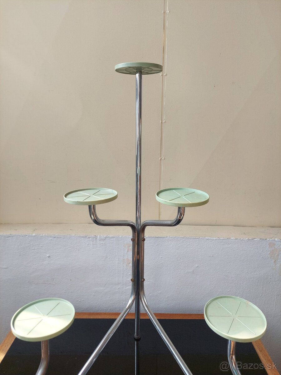 BRUSEL RETRO STARÝ STOJAN NA KVETINY CHROMOVANÝ - 2