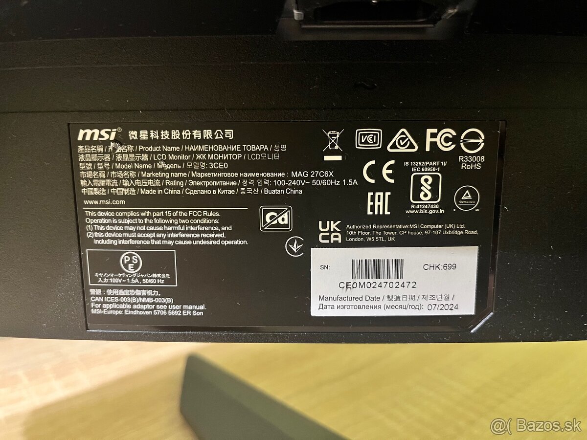 Herný monitor MSI 27” / 240Hz / 1ms - 2