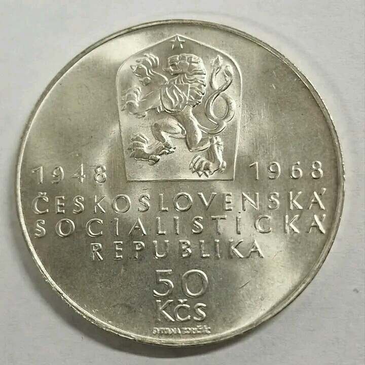 Strieborna Zberatelska Minca-50Kcs 1968 - 2