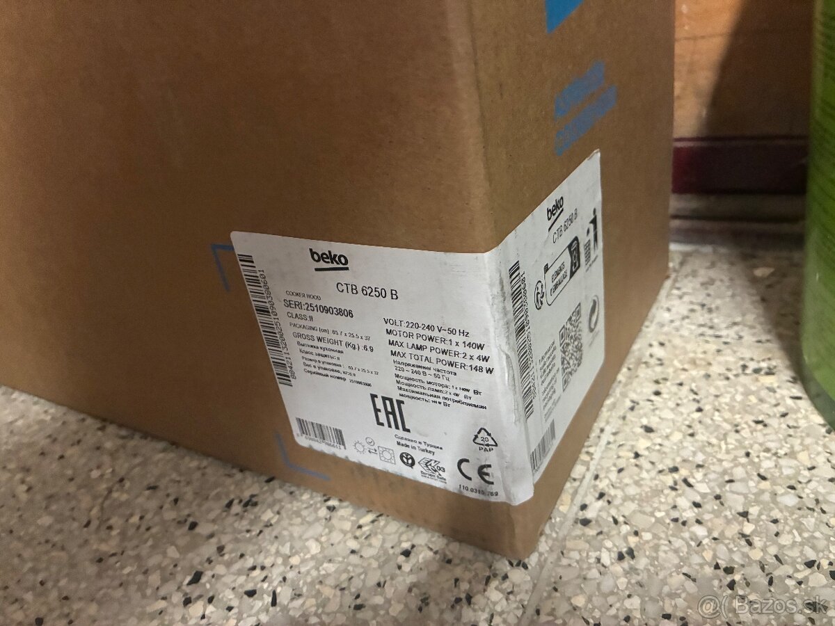 Digestor Beko CTB 6250 B - NOVÝ - 2