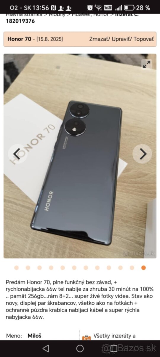 Mam na predaj honor 70 256gb - 2
