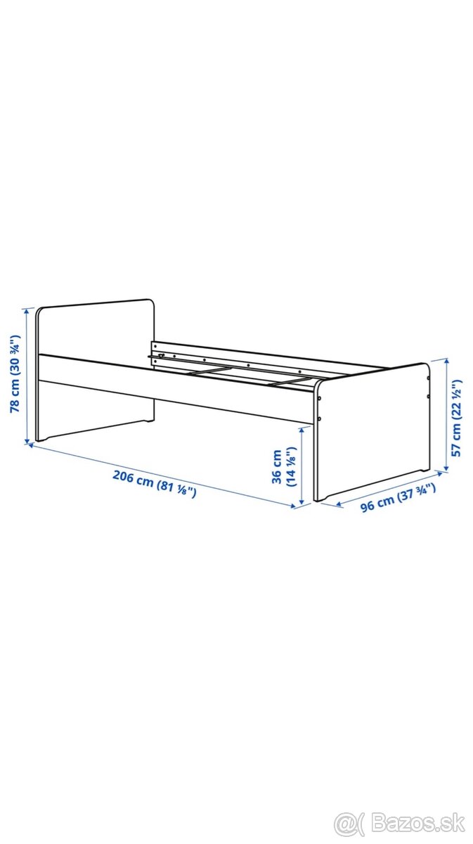 Posteľ IKEA SLÄKT s roštom LÖNSET - 2