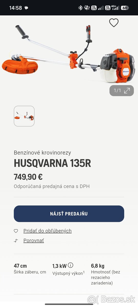 Predam Krovinorez Husqvarna 135r - 2