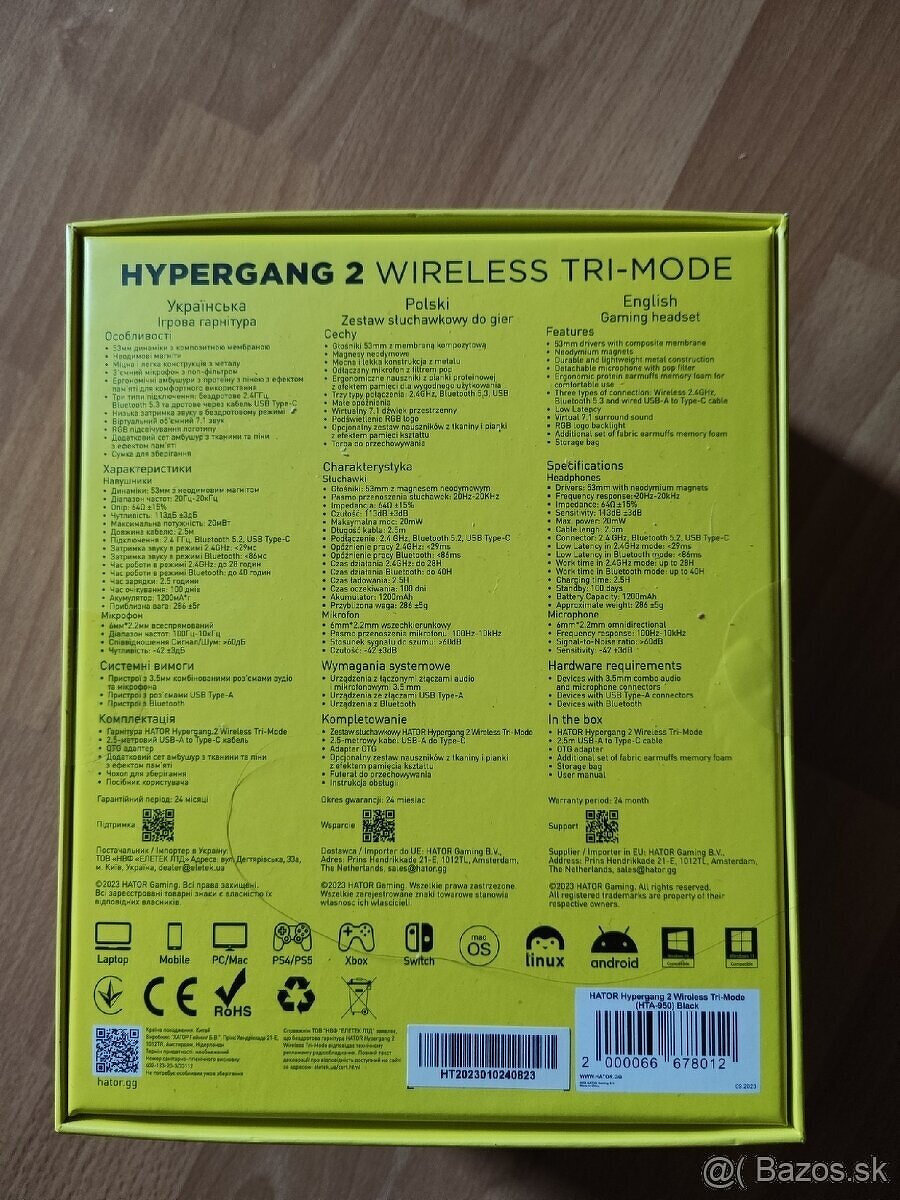 Slúchadlá HATOR Hypergang 2 wireless tri -mode - nove - 2