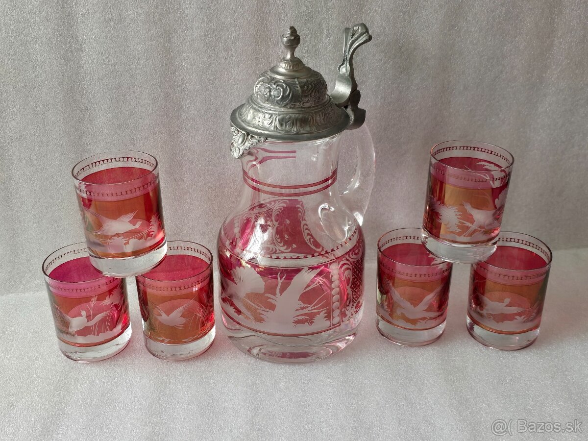 Karafa cenové viečko, 6 pohárov. - 2