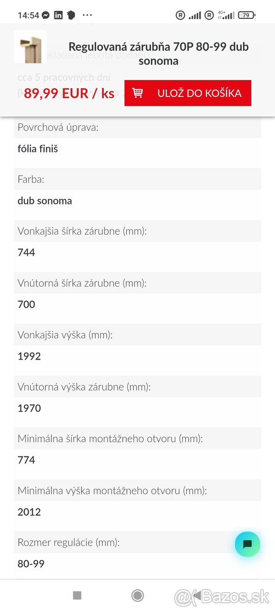 Interierove Zarubne Sonoma Dub 70 L/P 80-99 - 2