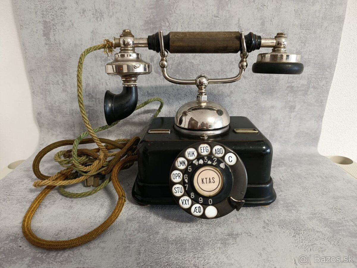 Starožitný dánský kovový telefon KTAS D08 - 2