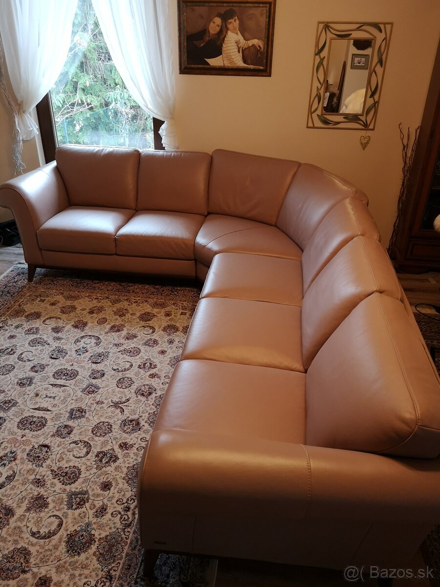 Kožená rohová sedačka NATUZZI EDITIONS – masív, výborný stav - 2