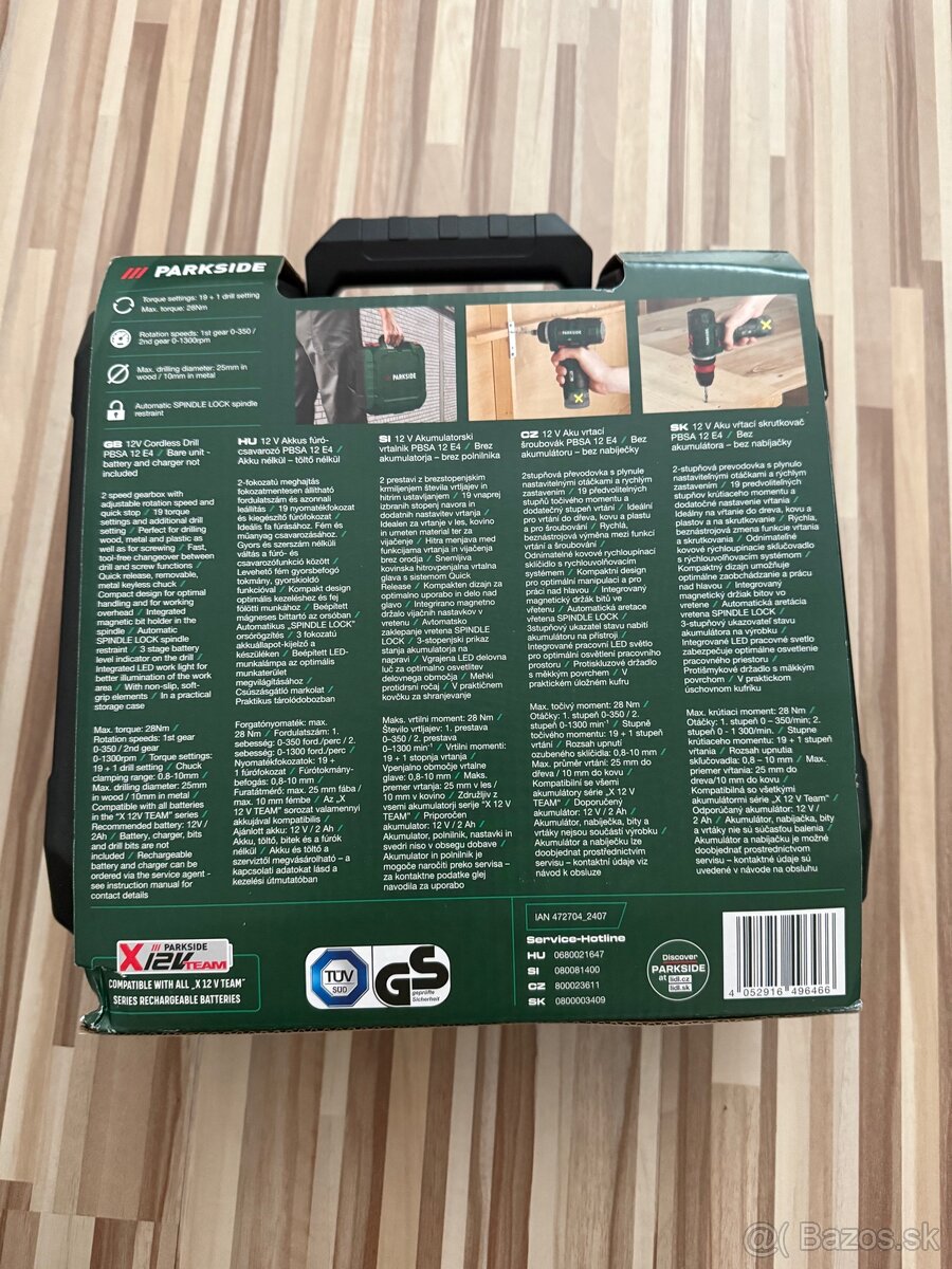 PARKSIDE Aku vŕtací skrutkovač PBSA 12 E4 – bez akumulátora - 2