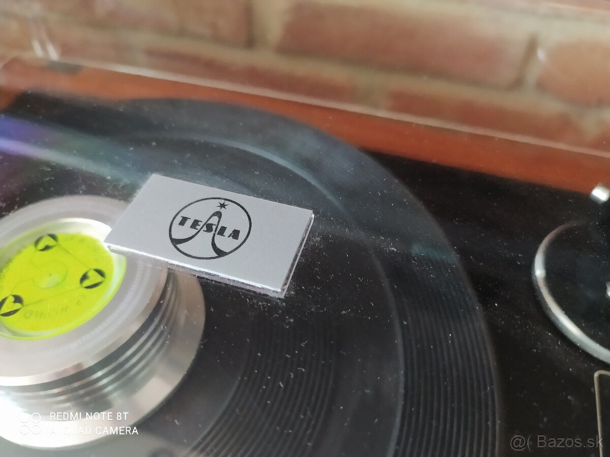 TESLA hliníkový štítok na plexikryt gramofónu 2ks - 2