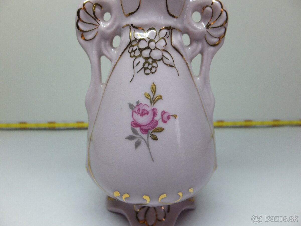 Růžový porcelán, pěkná vázička, značená. - 2