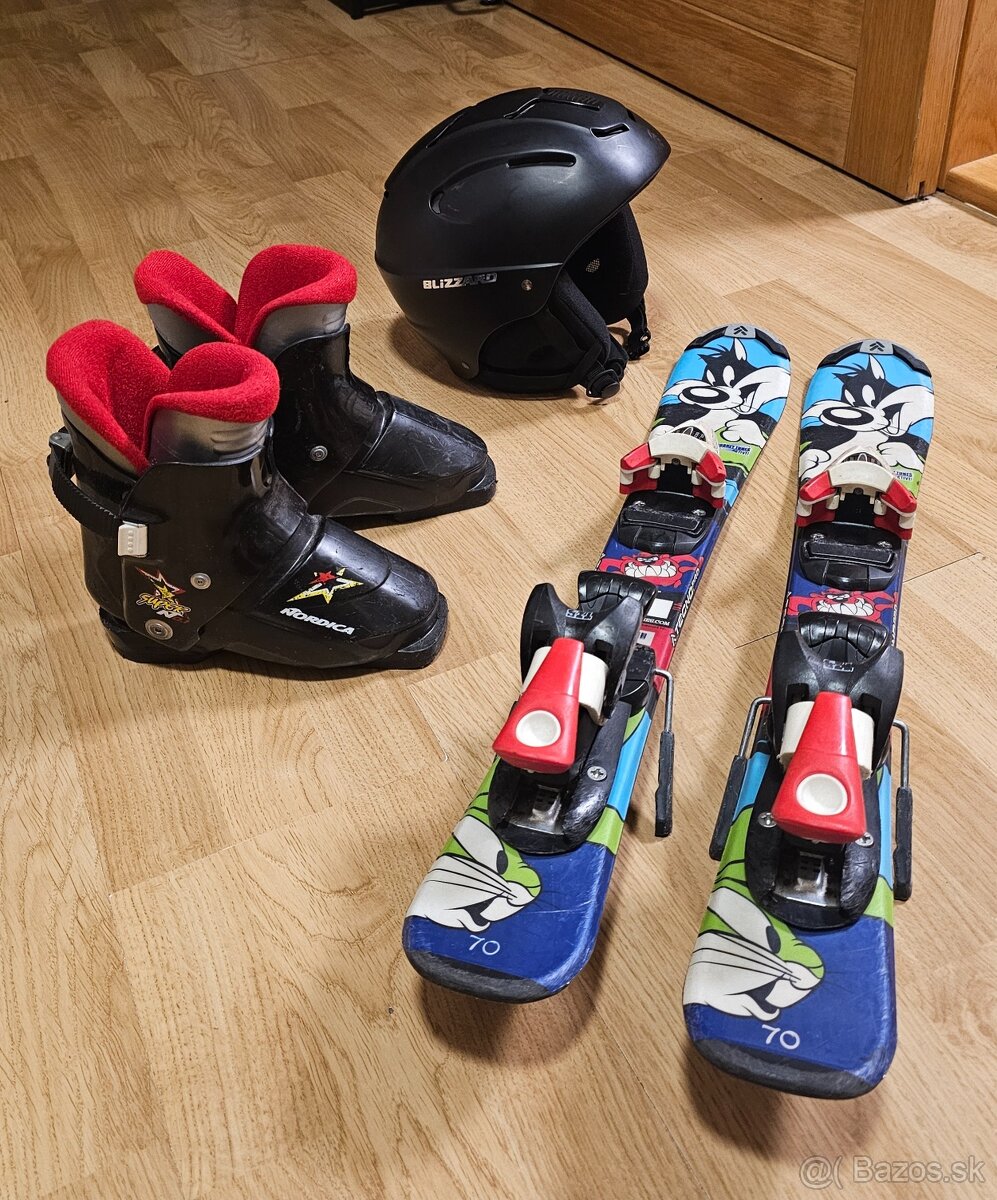 Lyže 70, lyžiarky Nordika 185 , prilba Blizzard Mega 52-58, - 2